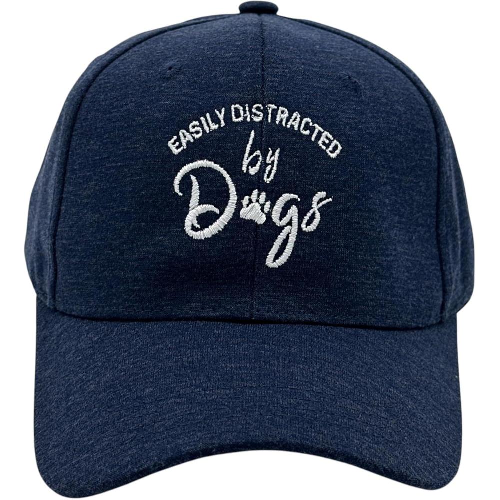 imageEasily Distracted by Dogs Hat Funny Cute Puppy Dog Lover Cap Funny Hats Cool Dog Novelty Caps for Men Blue StandardNavy DOGS
