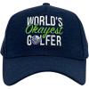 Crazy Dog T-Shirts Funny Golf Hats Cool Caps for Golfers with Sarcastic Designs(Navy – Okayest Golfer)