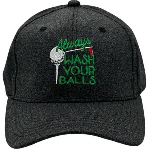 Crazy Dog T-Shirts Funny Golf Hats Cool Caps for Golfers with Sarcastic Designs(Black – Wash Your Balls)