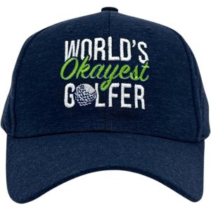 Crazy Dog T-Shirts Funny Golf Hats Cool Caps for Golfers with Sarcastic Designs(Navy – Okayest Golfer)