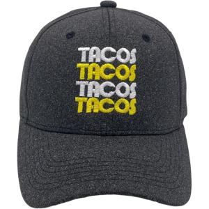 Crazy Dog T-Shirts Tacos Tacos Tacos Hat Funny Retro Food Graphic Cap(Heather Black – Tacos Tacos Tacos)