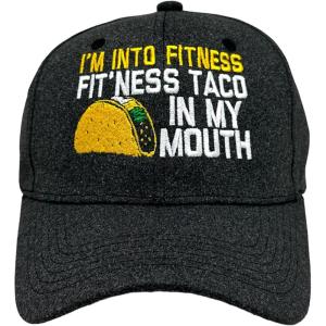 Fitness Taco Hat Funny Humorous Gym Joke Mexican Food Lovers Cap Funny Hats Cool Food Novelty Caps for Men Black – Standard