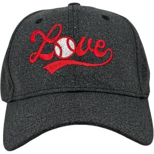 Love Baseball Script Hat Cute Summer Sports Lover Cap(Black – Baseball)