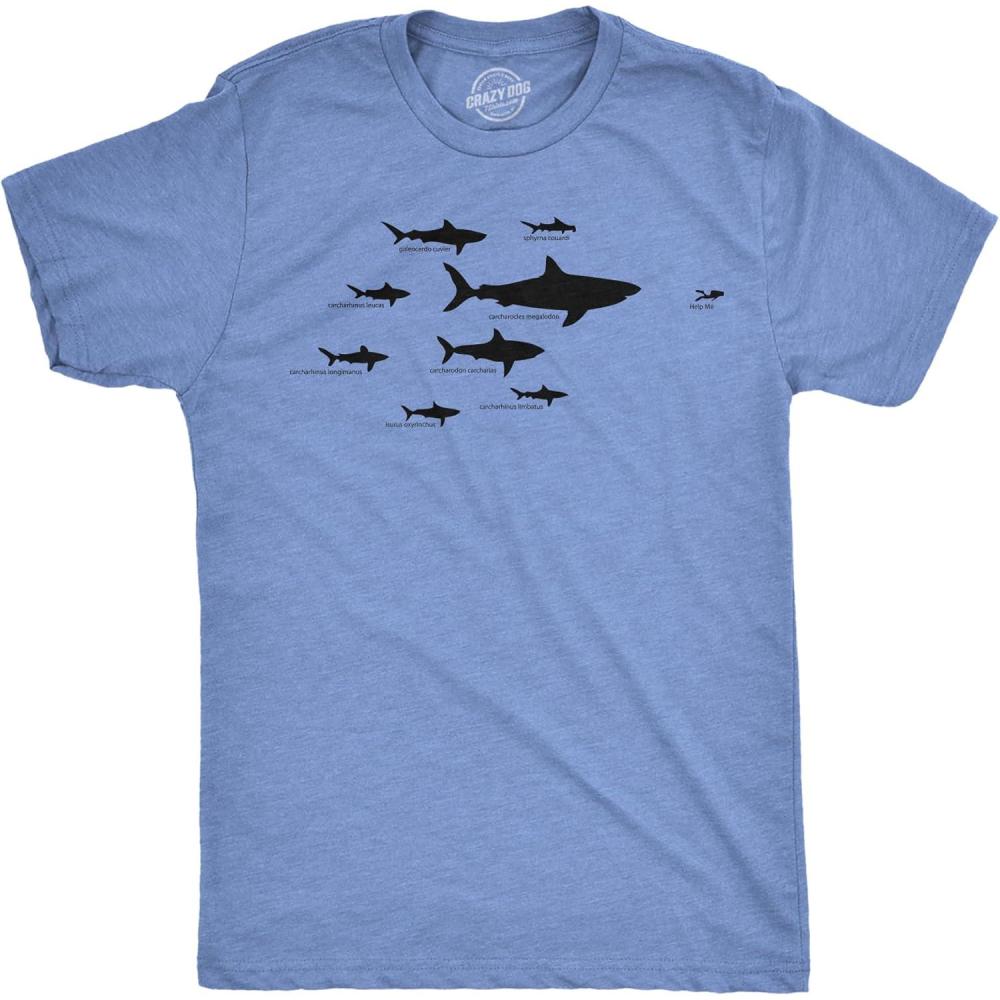 imageKids Shark Hierarchy T Shirt Funny Youth Sharks Shirt I Love Sharks TeeLight Heather Blue Shark Hierarchy