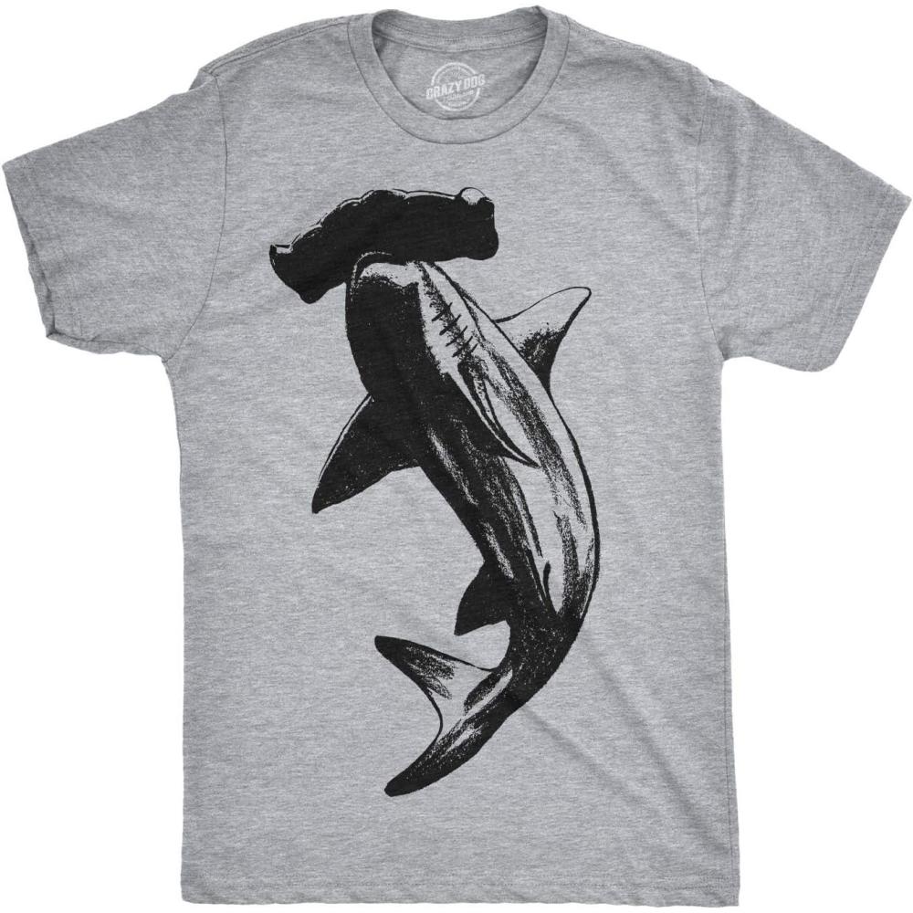 imageMens Hammerhead Shark T Shirt Cool Aquatic Wildlife Graphic TeeLight Heather Grey