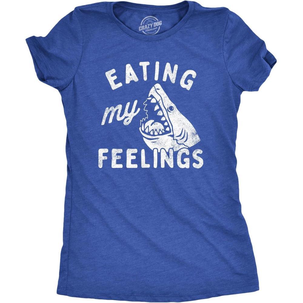 imageWomens Eating My Feelings T Shirt Funny Shark Bite Joke Tee for LadiesHeather Royal Feelings