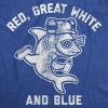 Mens Red Great White and Blue T Shirt Funny 4th of July Shark USA Patriotic Graphic Tee(Heather Royal)