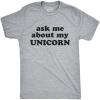 Mens Ask Me About My Unicorn Flip Up T Shirt Funny Mythical Horse Tee for Guys(Light Heather Grey)