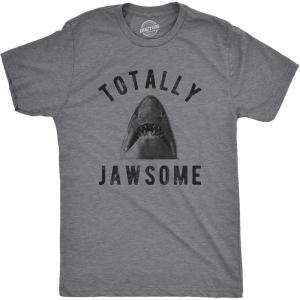 Mens Totally Jawsome T Shirt Funny Hilarious Shark Bite Graphic Novelty Tee(Dark Heather Grey)