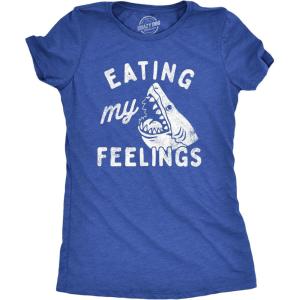 Womens Eating My Feelings T Shirt Funny Shark Bite Joke Tee for Ladies(Heather Royal – Feelings)