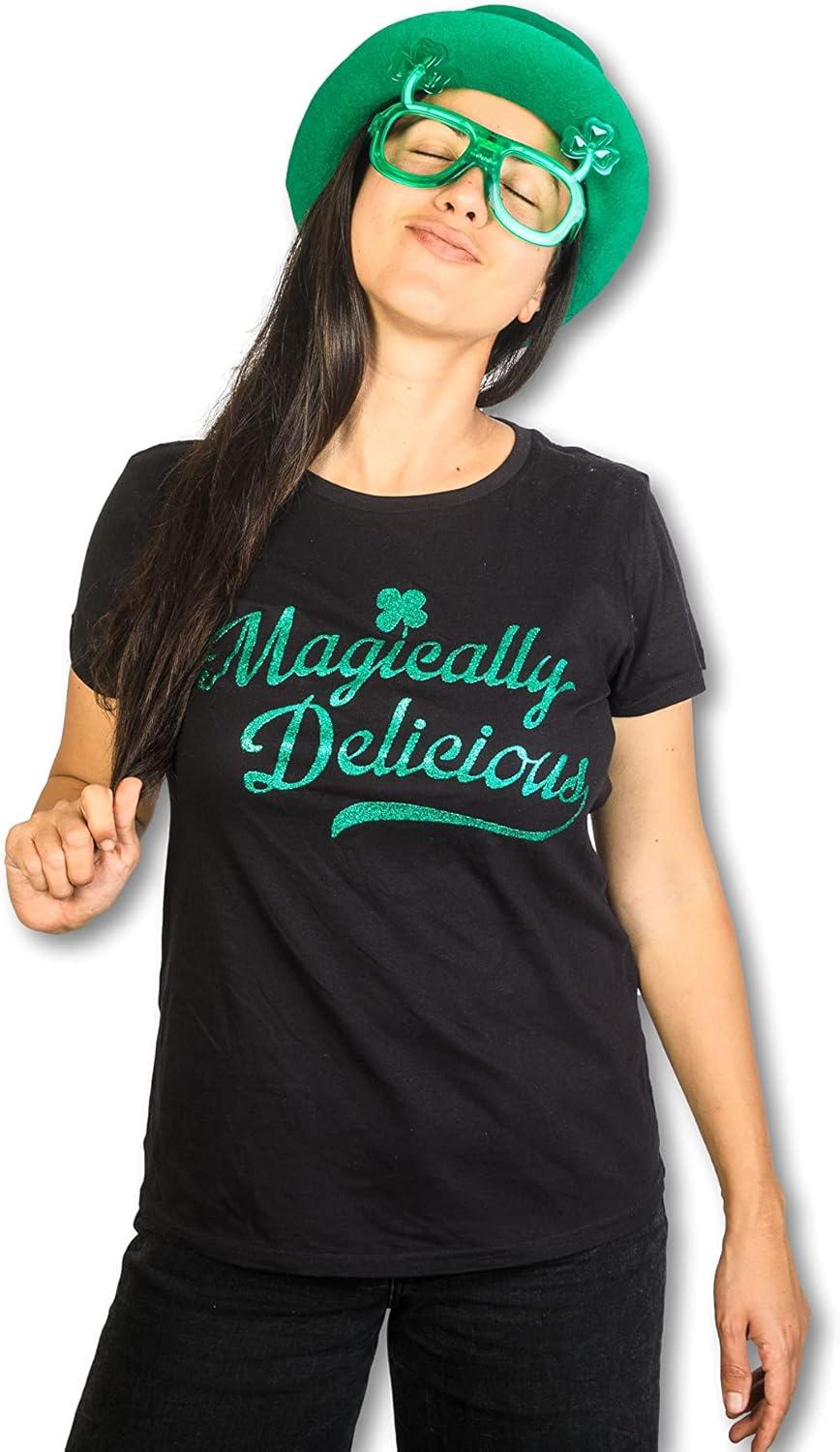 imageCrazy Dog TShirts womens 024stpatsgroup2wmnBlack Magically Delicious Glitter Ink