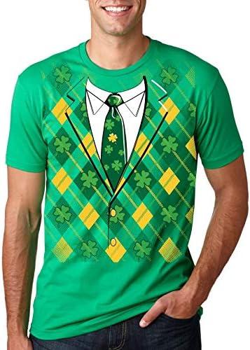 imageFunny Saint Patricks Day T Shirts for Men Party Shirts for St Pats Funny Drinking TeesHeather Green Plaid Tuxedo