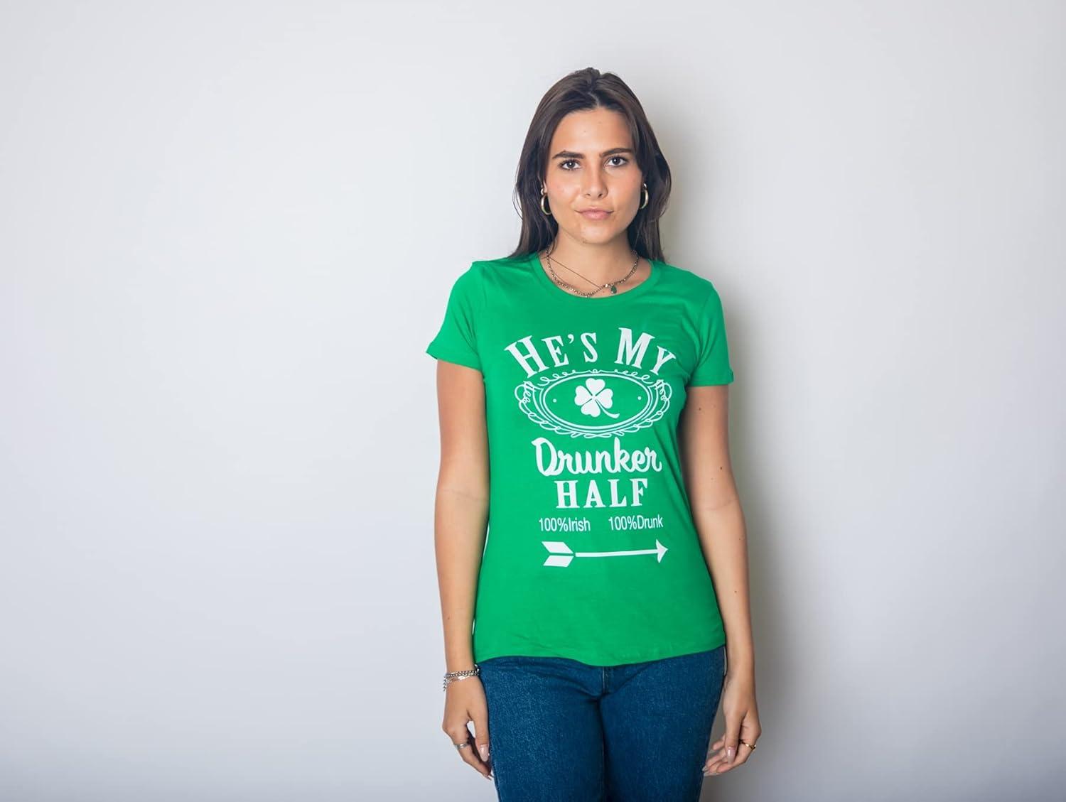 imageFunny St Patricks Day Couple Shirt His and Hers Matching Shamrock Tee Irish Pub Crawl Party OutfitHeather Green Hes