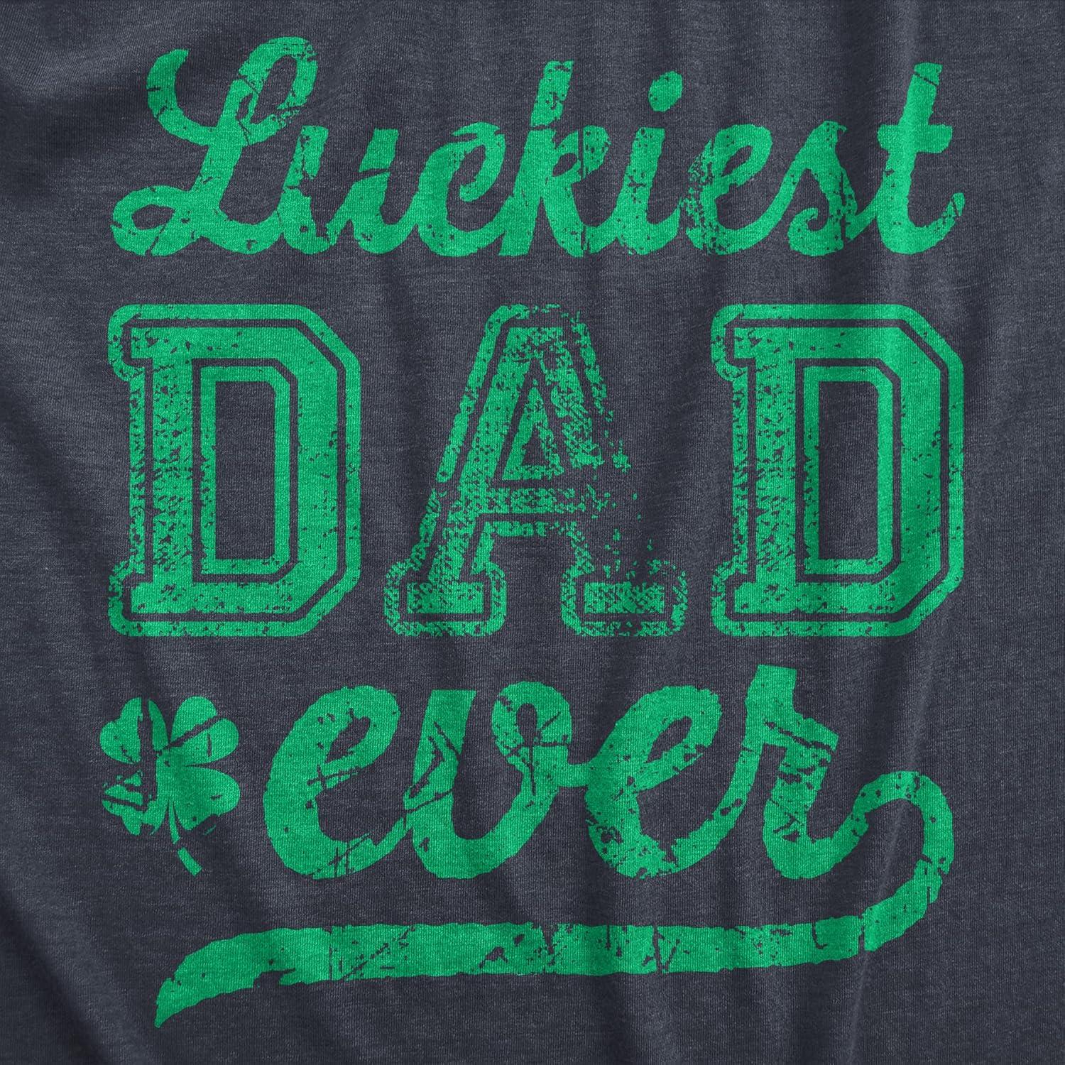 imageLuckiest Dad Ever St Patricks Day Shirt Funny Irish Mens Shamrock Tee Gift for DadsHeather Navy Luckiest