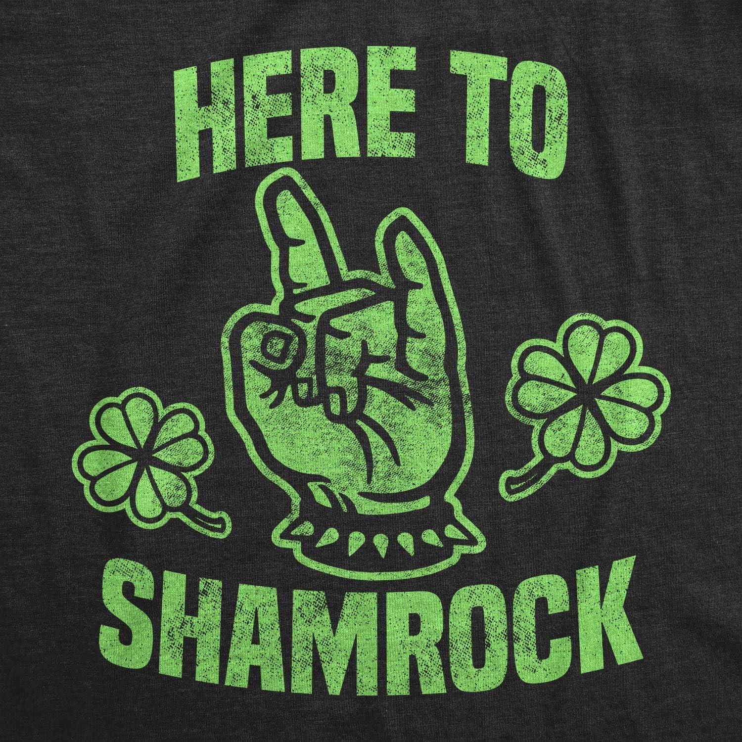 imageMens Here to Shamrock T Shirt Funny Metal Saint Patricks Day Graphic Novelty TeeHeather Black