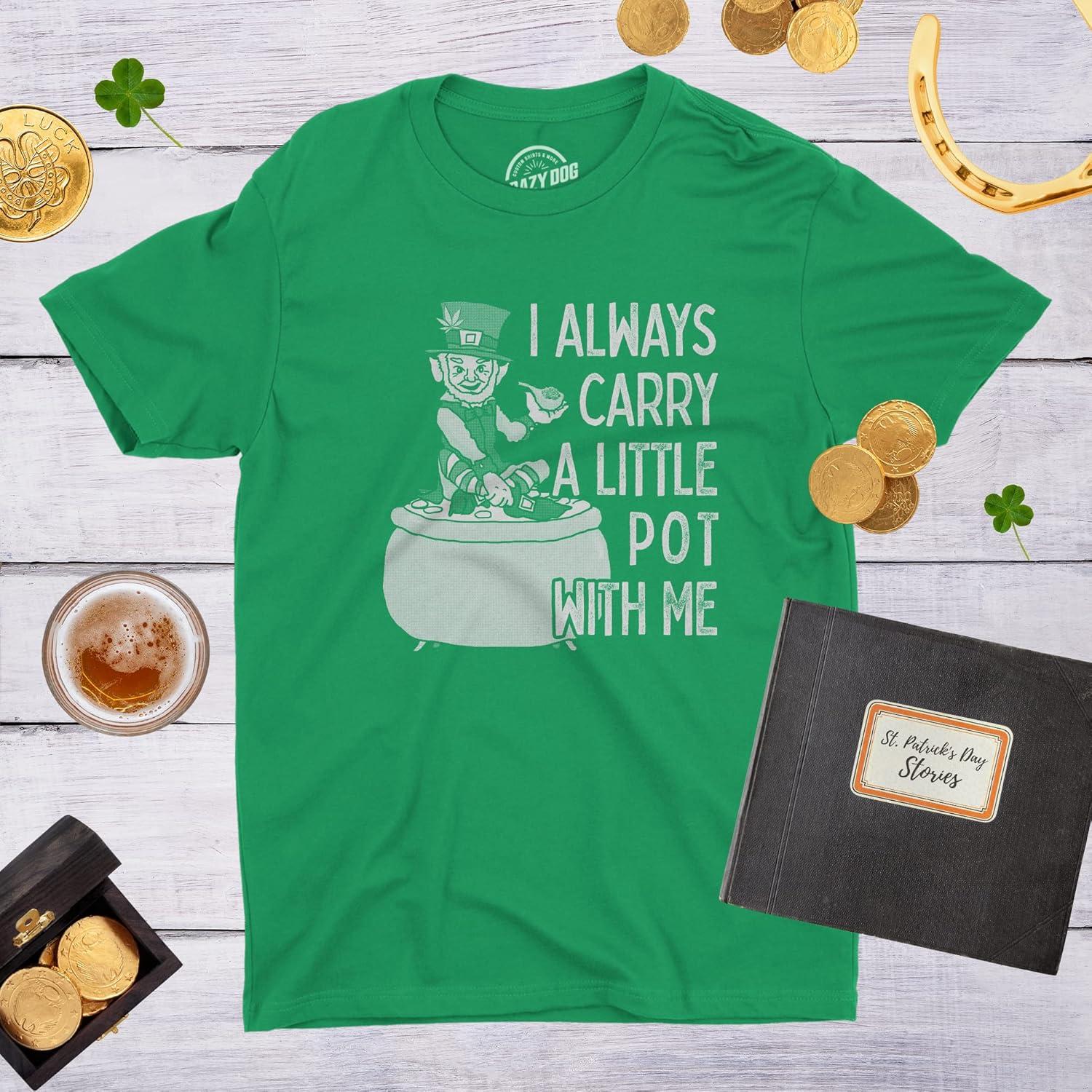 imageMens I Always Carry A Little Pot with Me T Shirt Funny Saint Patricks Day PattyHeather Black