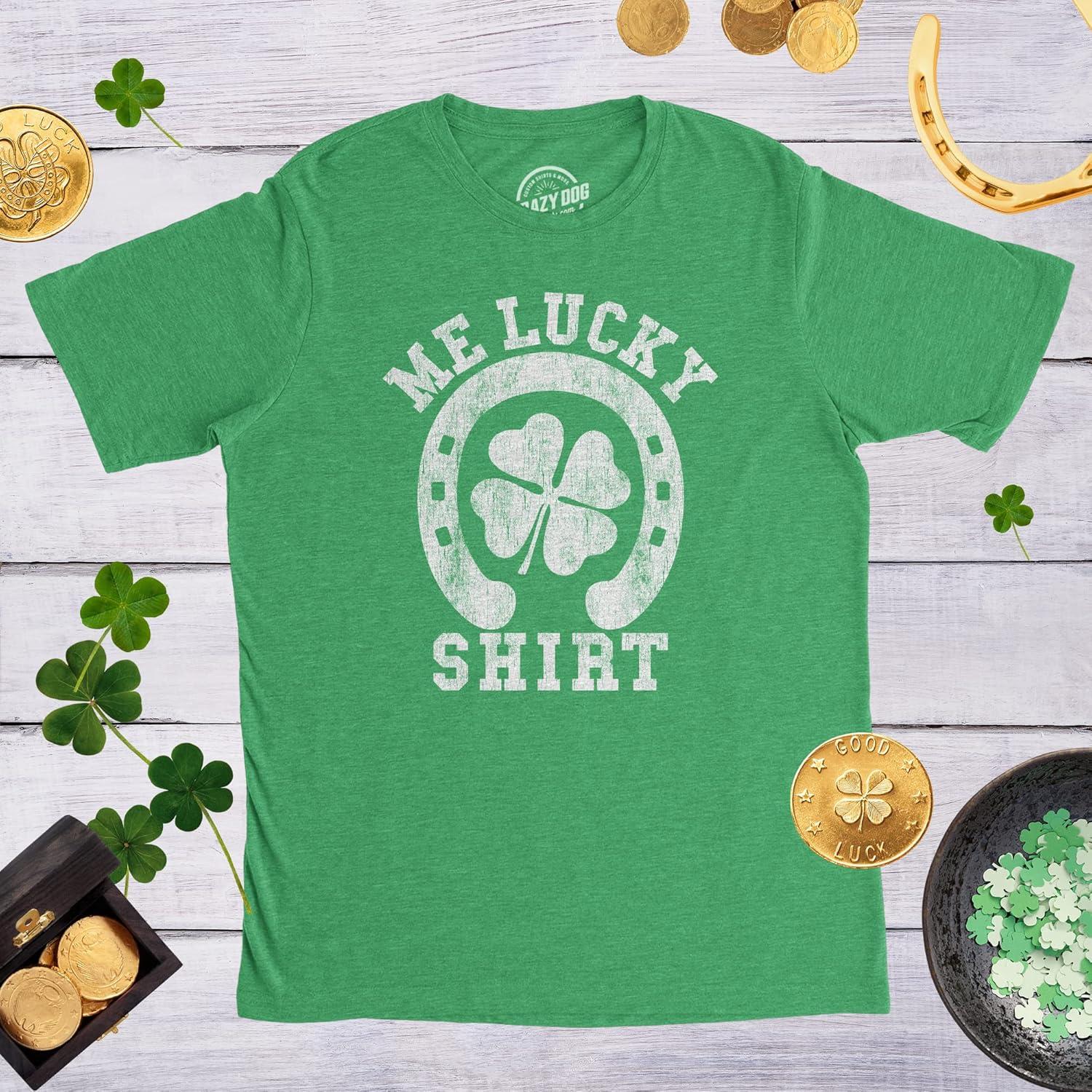 imageMens Me Lucky Shirt T Shirt Funny Leprechaun Saint Patricks Day St Patty TeeHeather Green