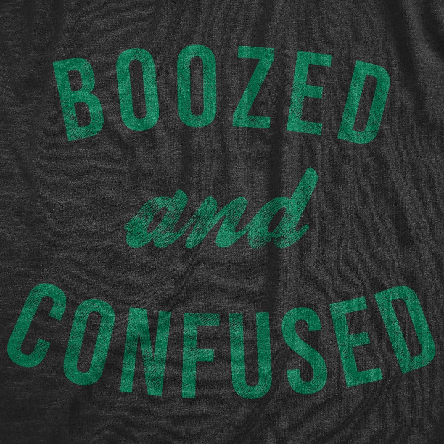 imageMens Saint Patricks T Shirts Funny Party Tees for Guys Great Parade ShirtsHeather Black Boozed Confused