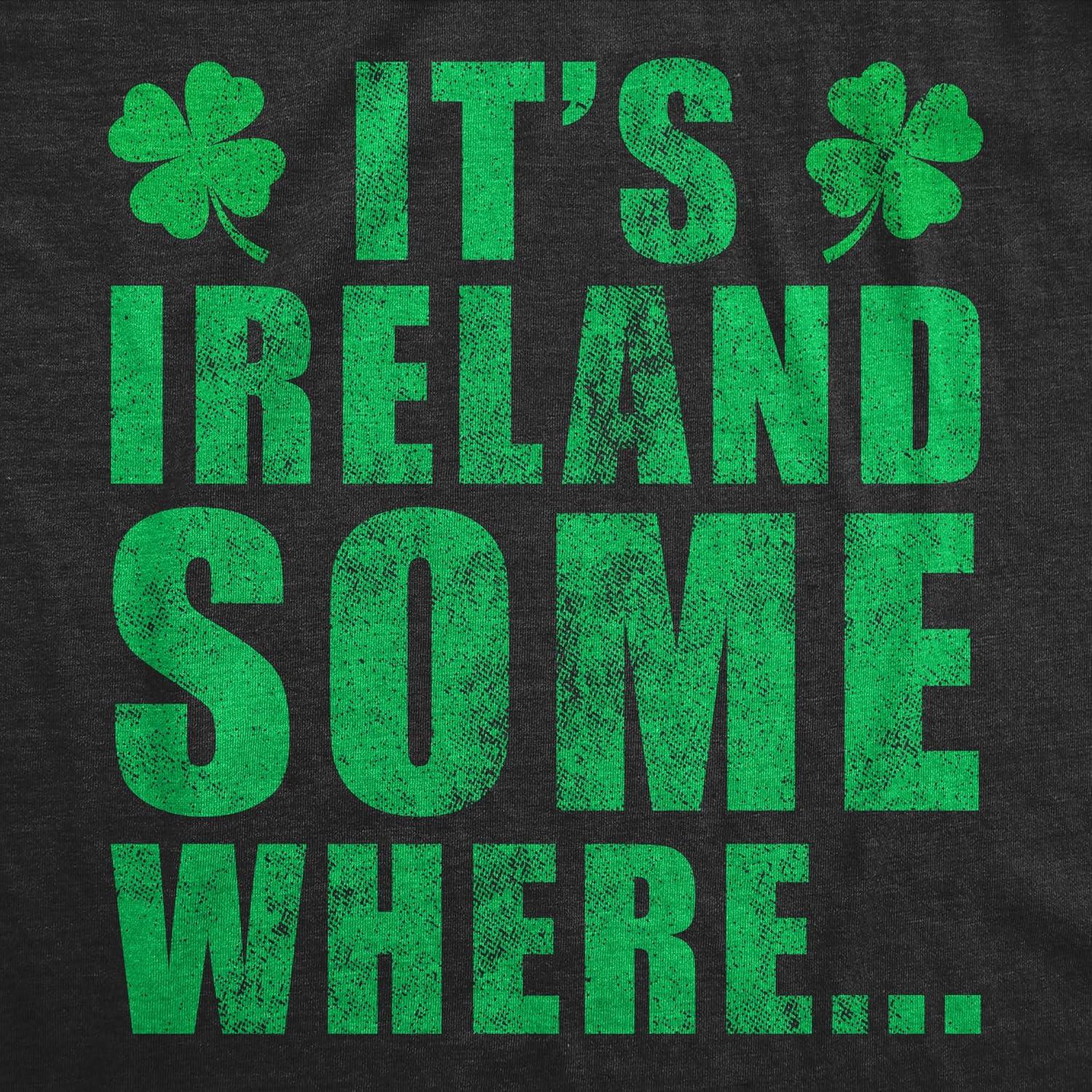 imageMens Saint Patricks T Shirts Funny Party Tees for Guys Great Parade ShirtsHeather Black Its Ireland Somewhere