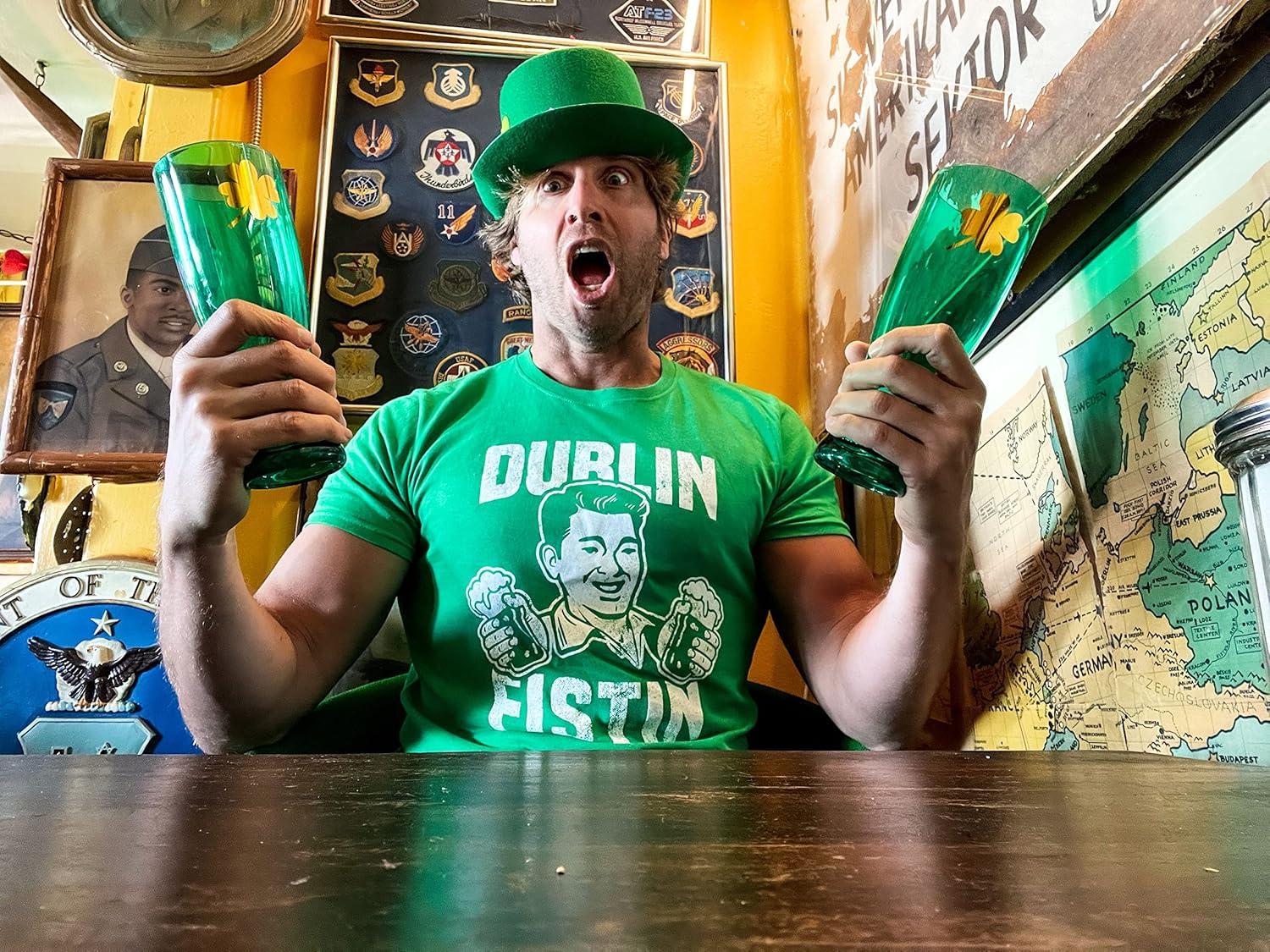 imageMens Saint Patricks T Shirts Funny Party Tees for Guys Great Parade ShirtsHeather Green Dublin Fisting