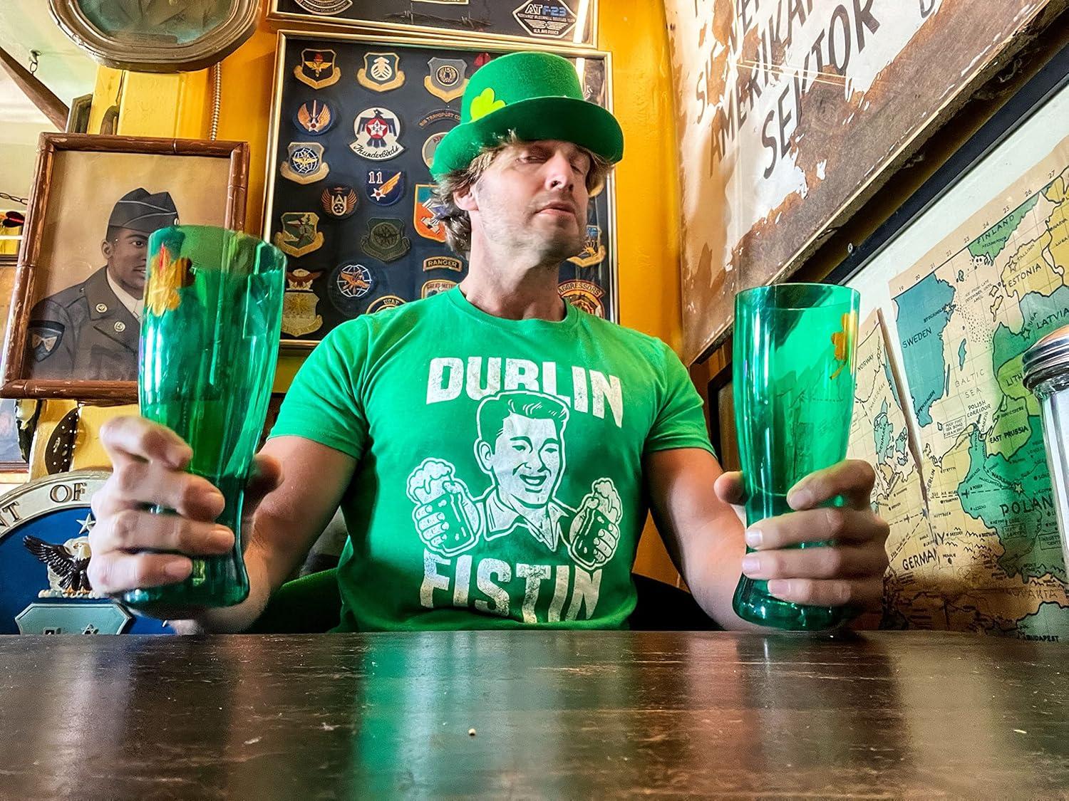 imageMens Saint Patricks T Shirts Funny Party Tees for Guys Great Parade ShirtsHeather Green Dublin Fisting
