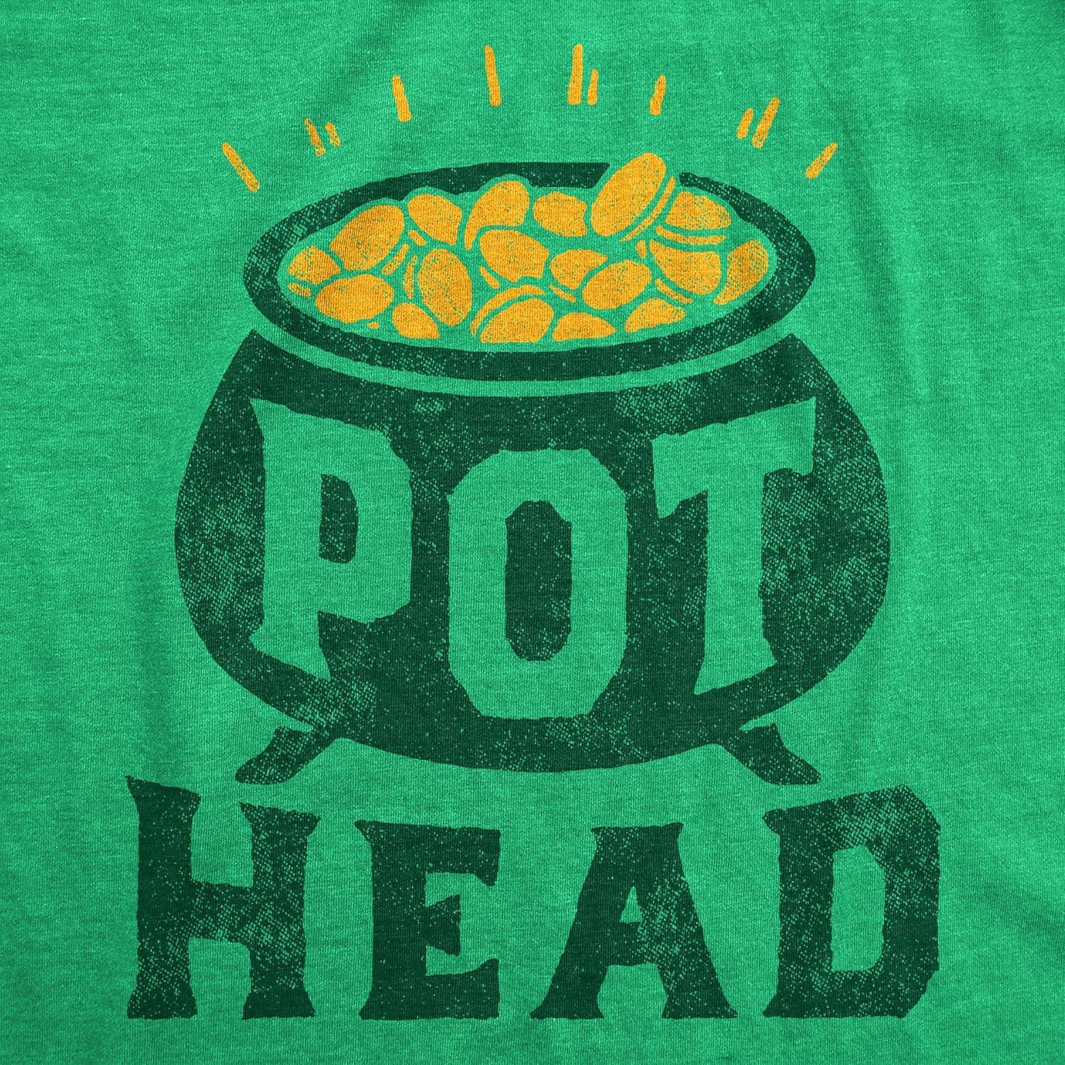 imageMens Saint Patricks T Shirts Funny Party Tees for Guys Great Parade ShirtsHeather Green Pot Head