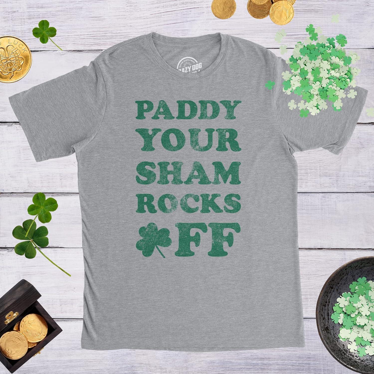 imageMens Saint Patricks T Shirts Funny Party Tees for Guys Great Parade ShirtsLight Heather Grey Paddy Shamrocks