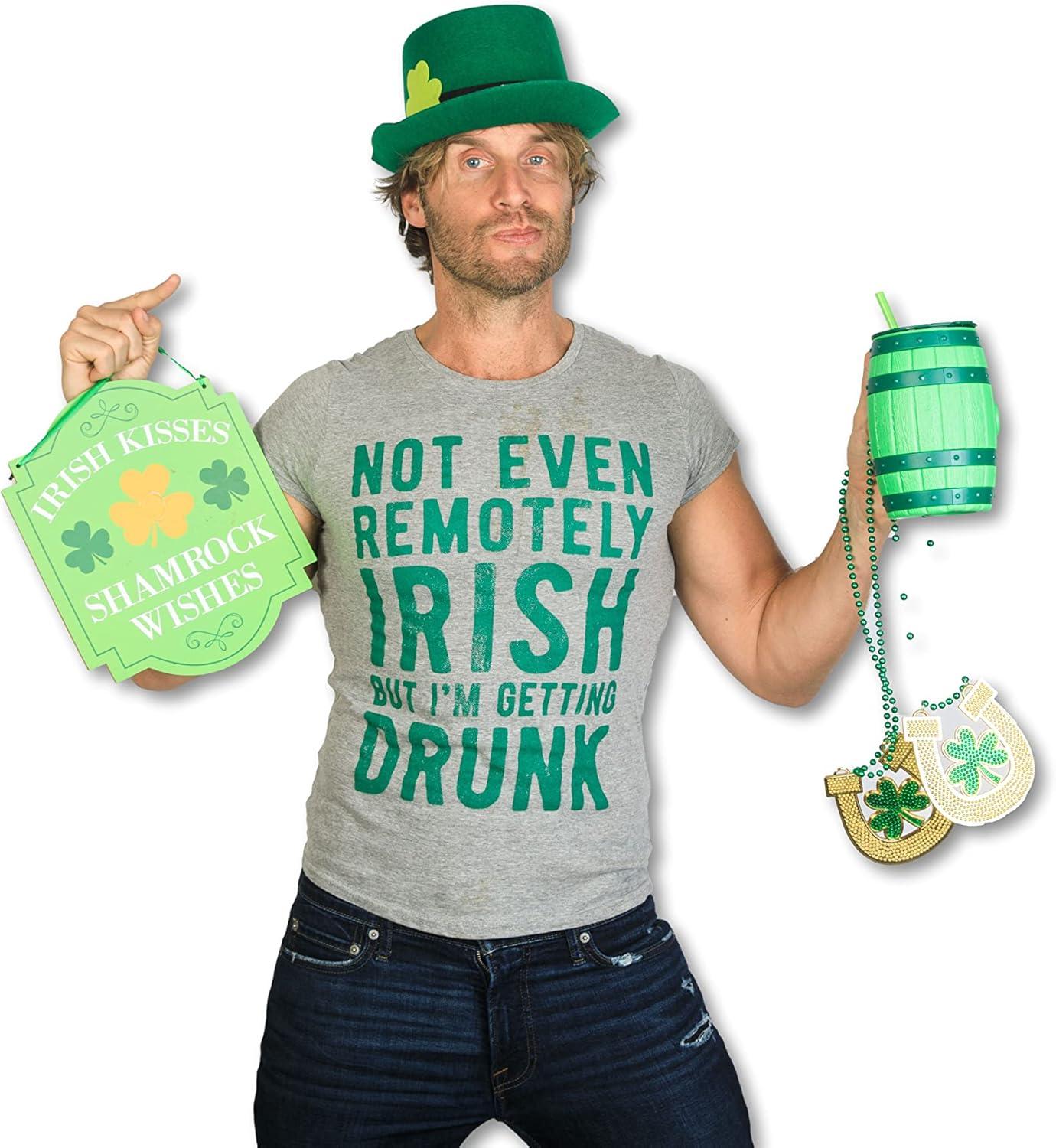 imageMens Saint Patricks T Shirts Funny Party Tees for Guys Great Parade ShirtsLight Heather Grey Remotely Irish