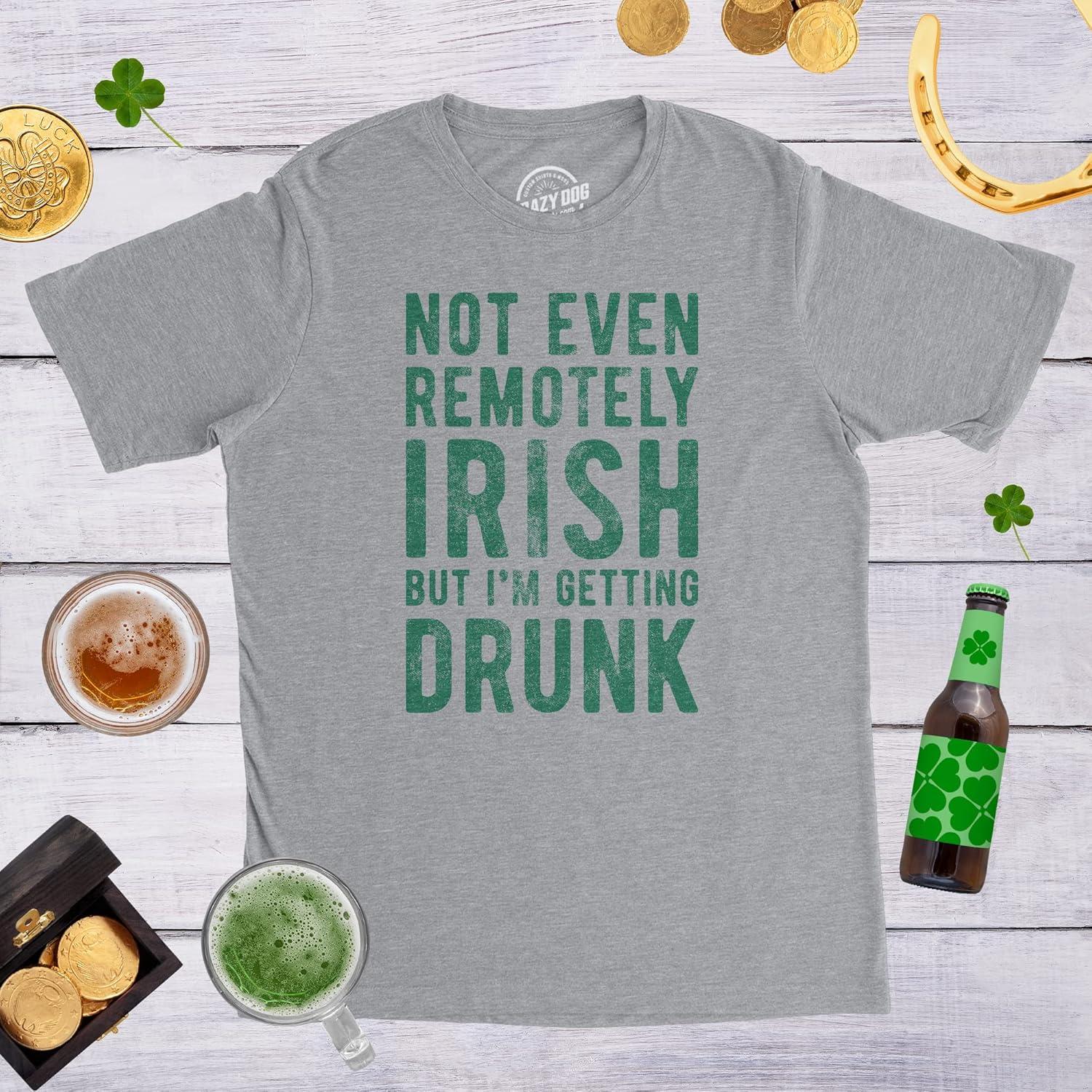imageMens Saint Patricks T Shirts Funny Party Tees for Guys Great Parade ShirtsLight Heather Grey Remotely Irish