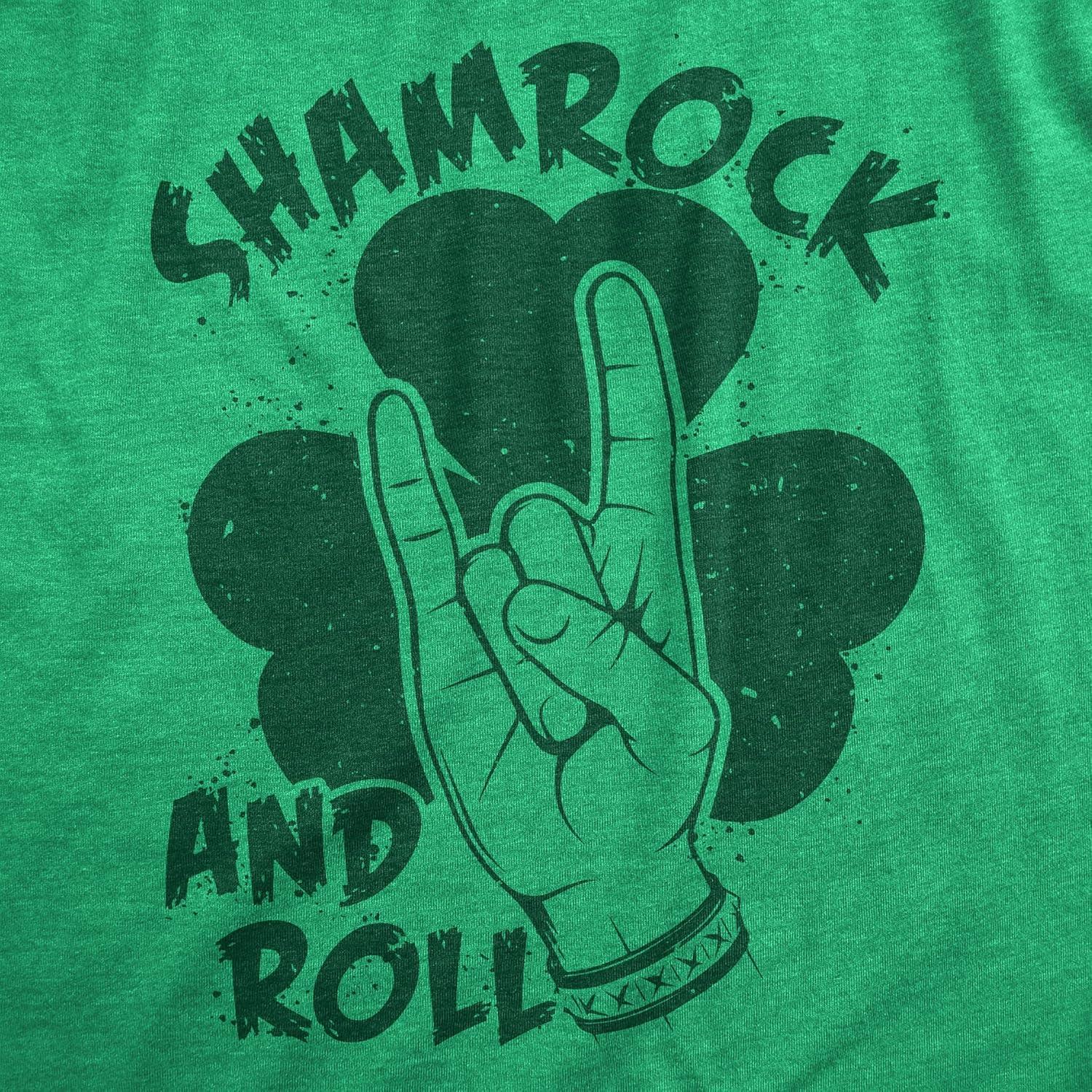 imageWomens Funny T Shirt Shamrock and Roll St Patricks Day Graphic Tee for LadiesHeather Green Shamrock