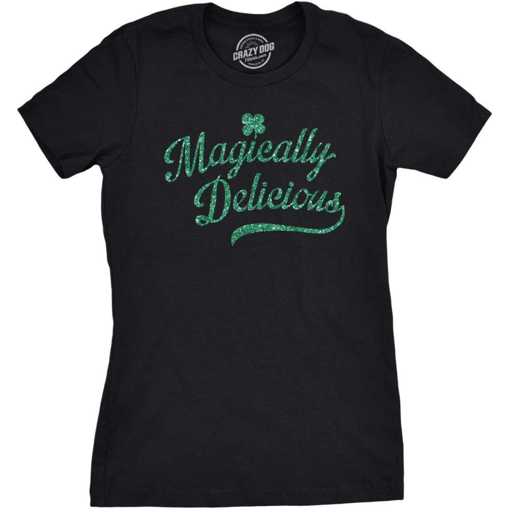 imageCrazy Dog TShirts womens 024stpatsgroup2wmnBlack Magically Delicious Glitter Ink