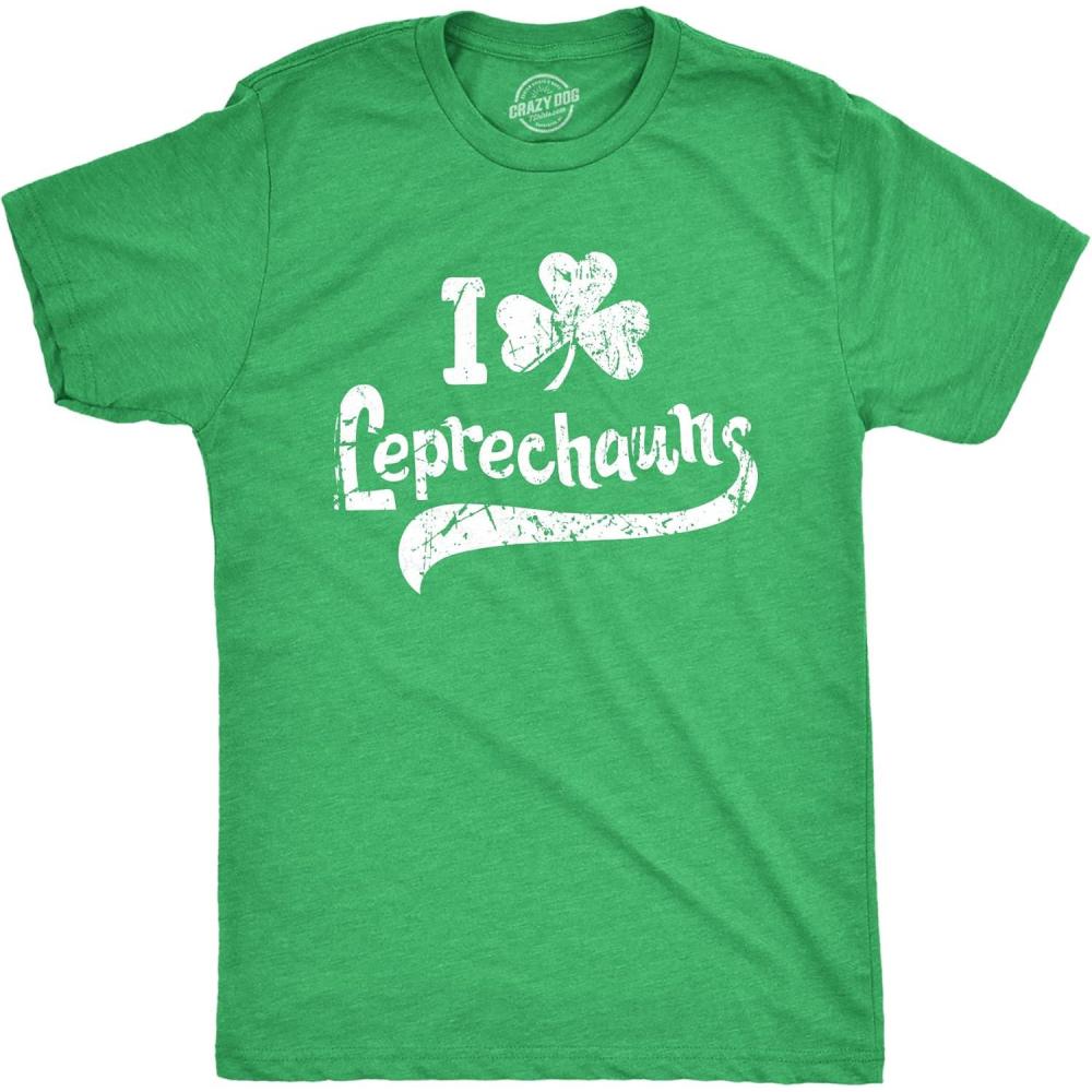 imageFunny Saint Patricks Day T Shirts for Men Party Shirts for St Pats Funny Drinking TeesHeather Green Clover Leprechauns