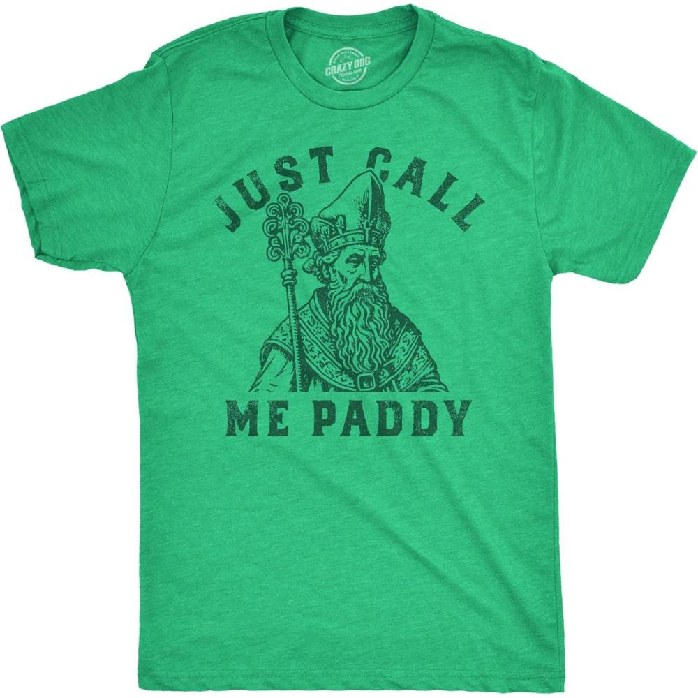 imageFunny Saint Patricks Day T Shirts for Men Party Shirts for St Pats Funny Drinking TeesHeather Green Just Call Me Paddy
