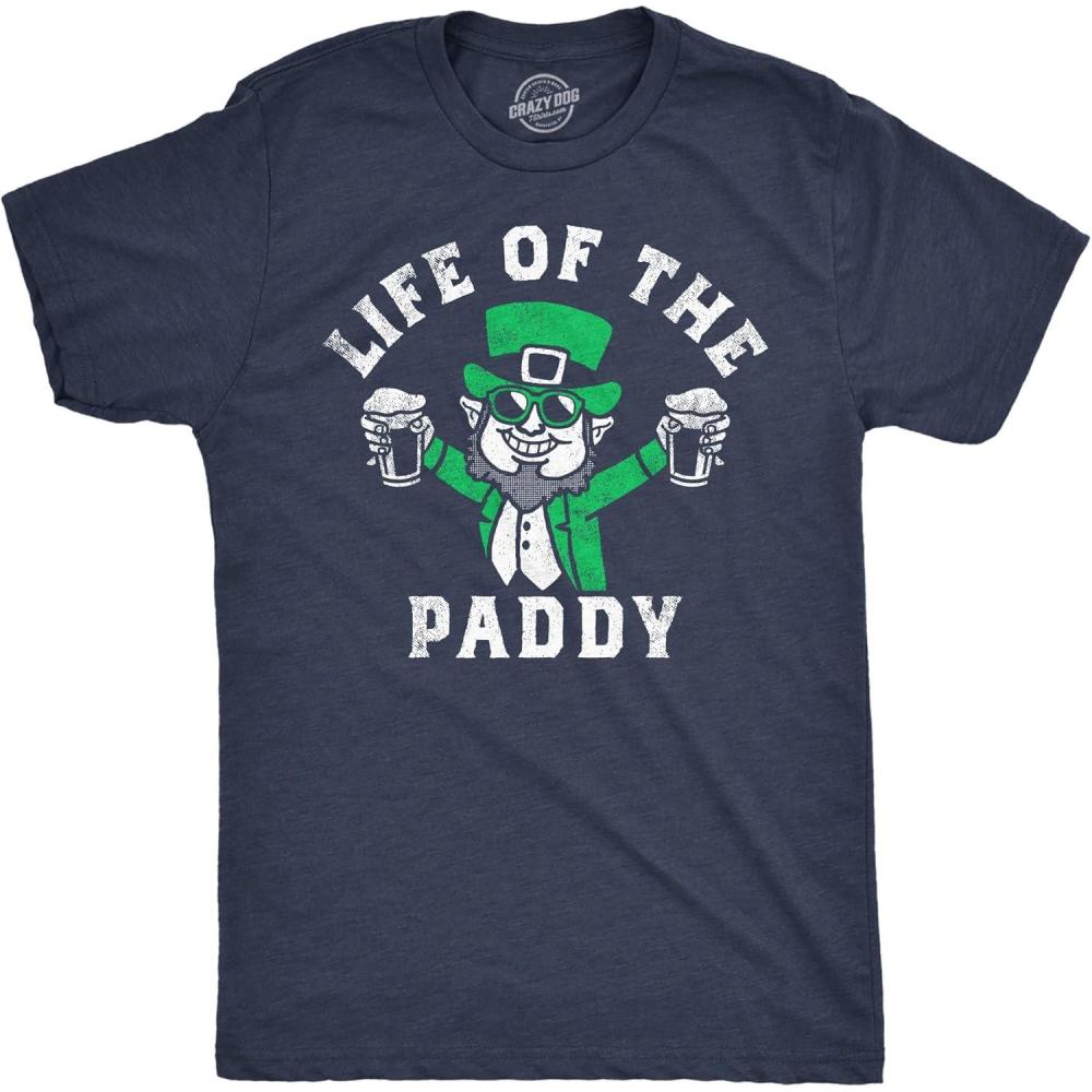 imageFunny Saint Patricks Day T Shirts for Men Party Shirts for St Pats Funny Drinking TeesHeather Navy Life of the Paddy