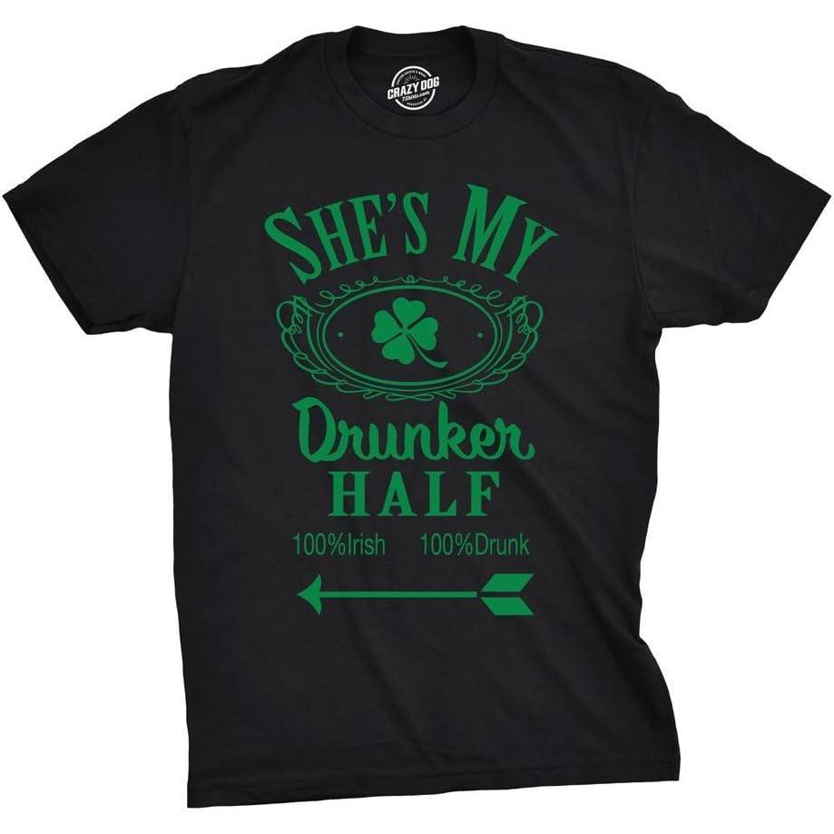 imageFunny St Patricks Day Couple Shirt His and Hers Matching Shamrock Tee Irish Pub Crawl Party OutfitHeather Black Shes