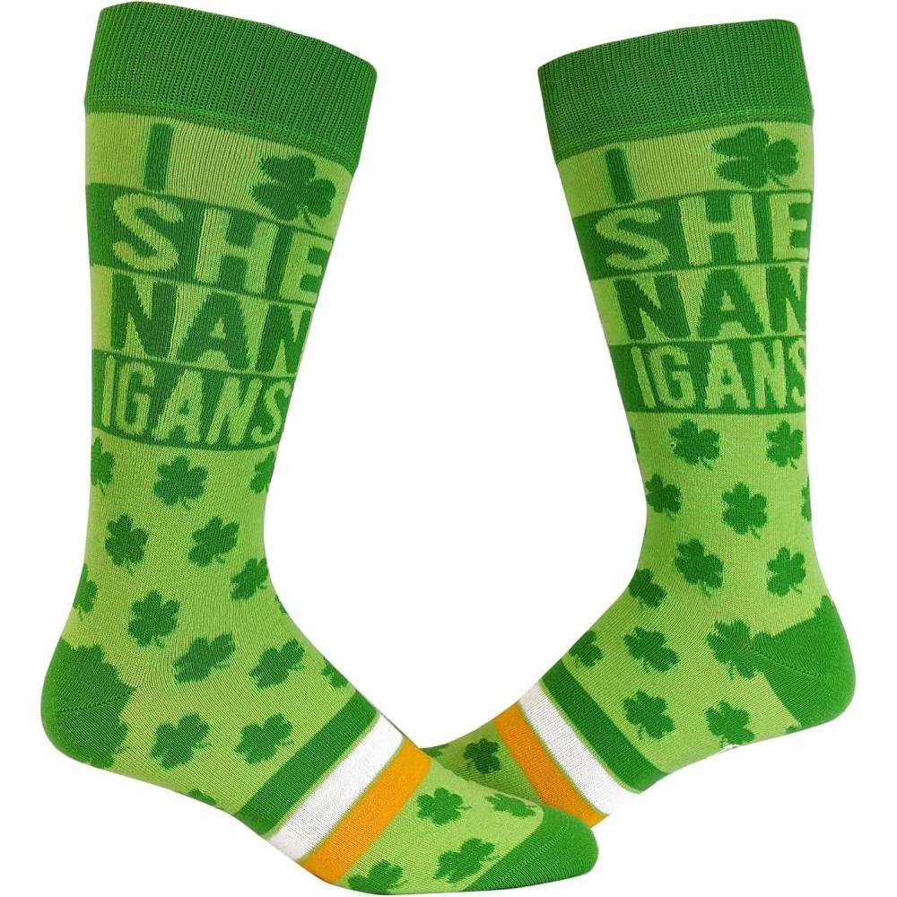 imageI Clover Shenanigans Socks Funny Saint St Patricks Day Irish Novelty Sarcastic GreenGreen