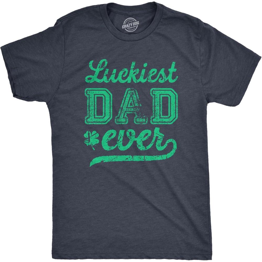 imageLuckiest Dad Ever St Patricks Day Shirt Funny Irish Mens Shamrock Tee Gift for DadsHeather Navy Luckiest