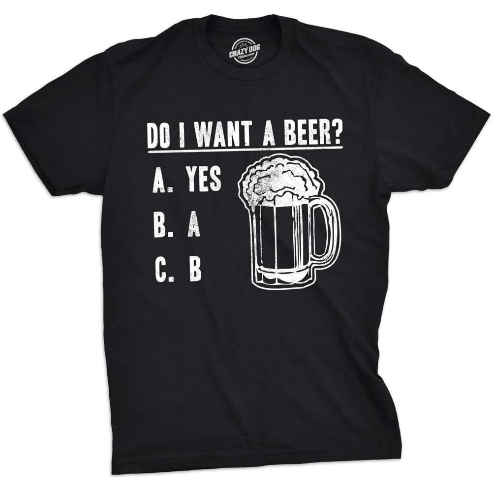 imageMens Do I Want A Beer T Shirt Funny Graphic Drinking TeeHeather Black  Want Beer