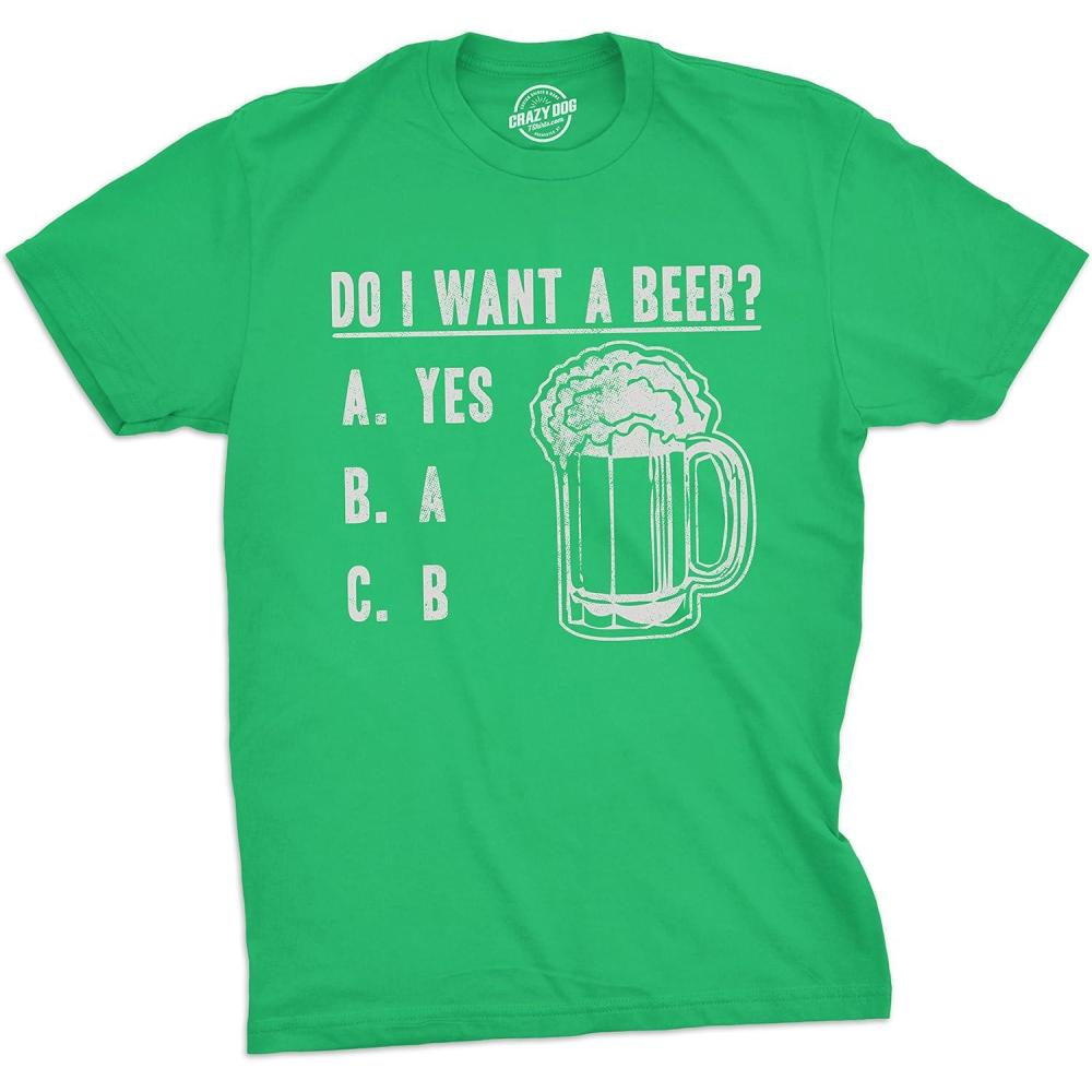 imageMens Do I Want A Beer T Shirt Funny Graphic Drinking TeeHeather Green Want Beer