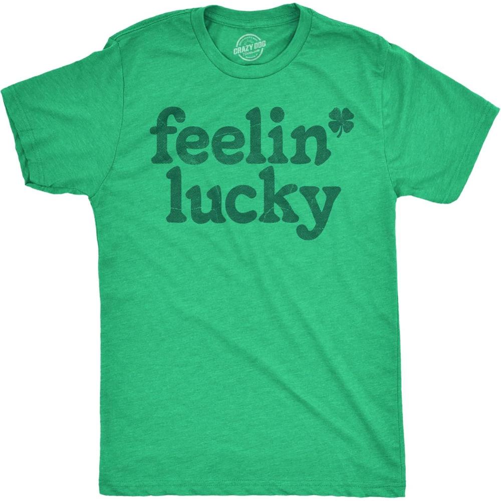 imageMens Feelin Lucky T Shirt Funny St Pattys Days Parade Four Leaf Clover Tee for GuysHeather Green Feelin Lucky
