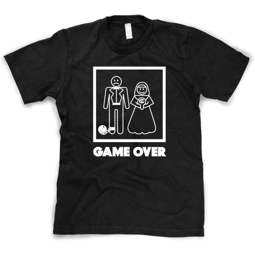 imageMens Game Over T Shirt Funny Wedding T Shirts Humor Bachelor Party Novelty TeesBlack