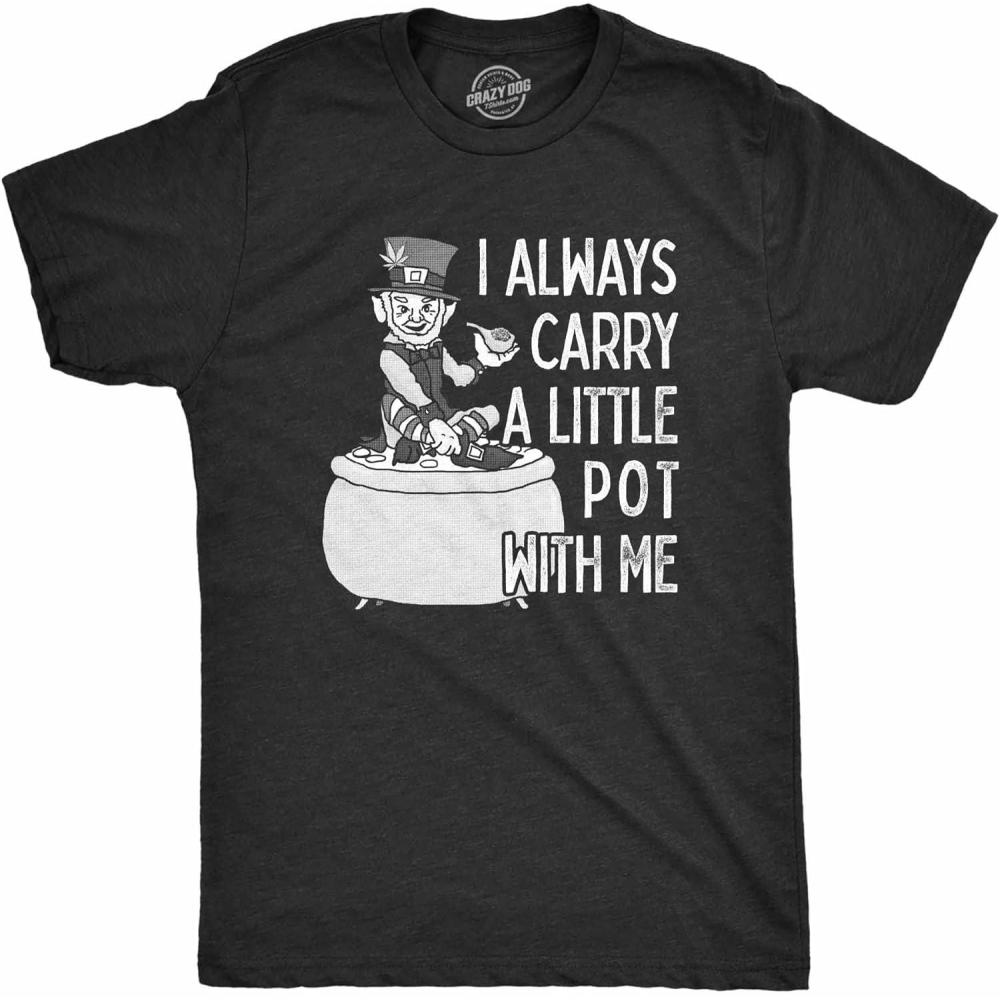 imageMens I Always Carry A Little Pot with Me T Shirt Funny Saint Patricks Day PattyHeather Black