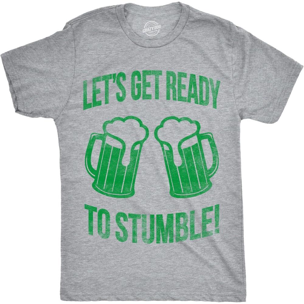 imageMens Lets Get Ready to Stumble T Shirt Funny St Saint Patricks Day Drinking TeeLight Heather Grey