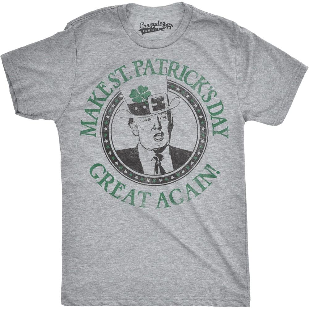 imageMens Make Saint Patricks Day Great Again Donald Trump Funny Sarcastic St T Shirt