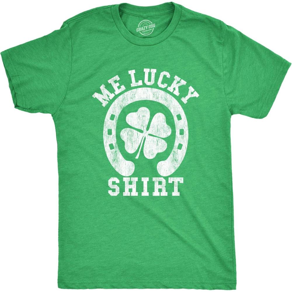 imageMens Me Lucky Shirt T Shirt Funny Leprechaun Saint Patricks Day St Patty TeeHeather Green