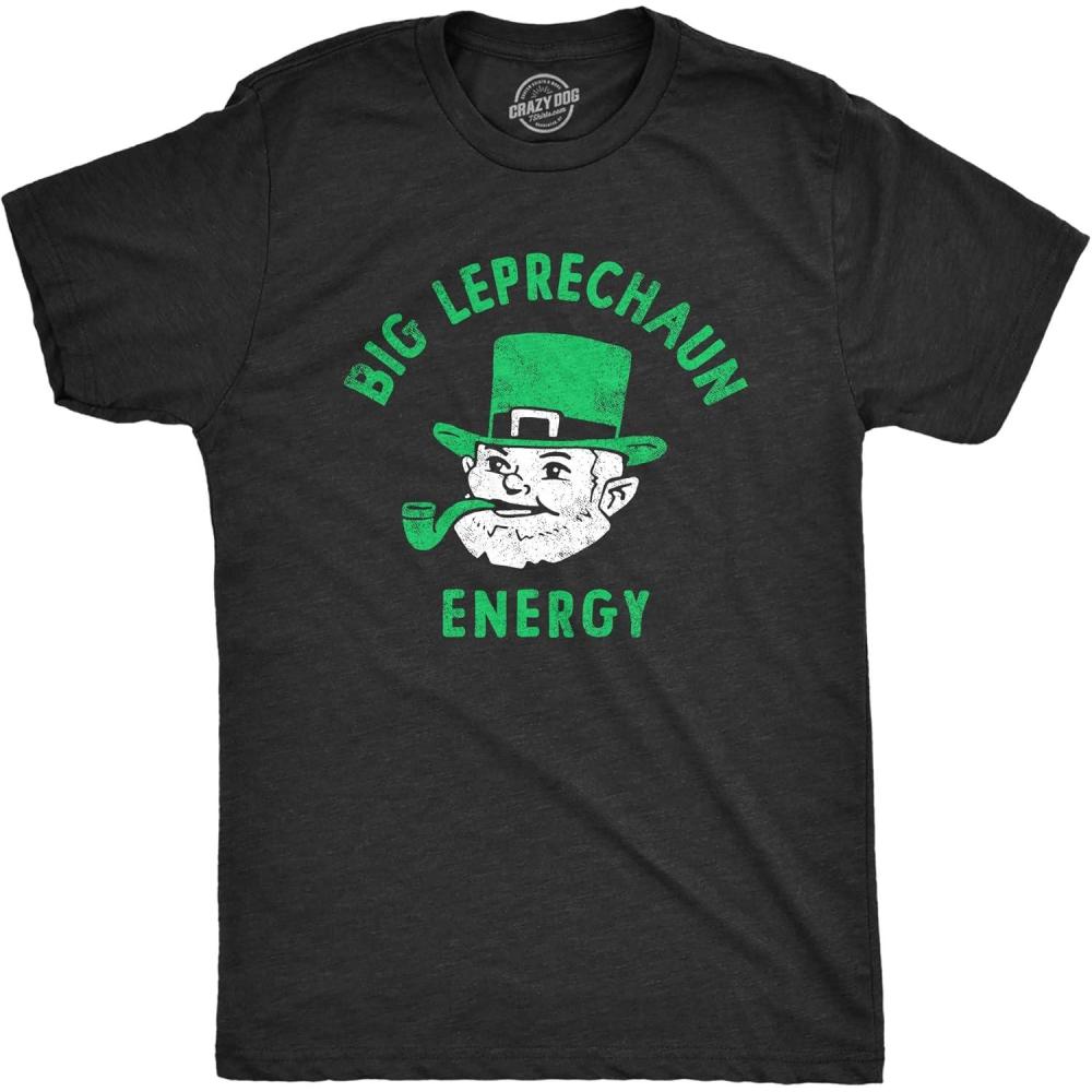 imageMens Saint Patricks T Shirts Funny Party Tees for Guys Great Parade ShirtsHeather Black Big Lep Energy