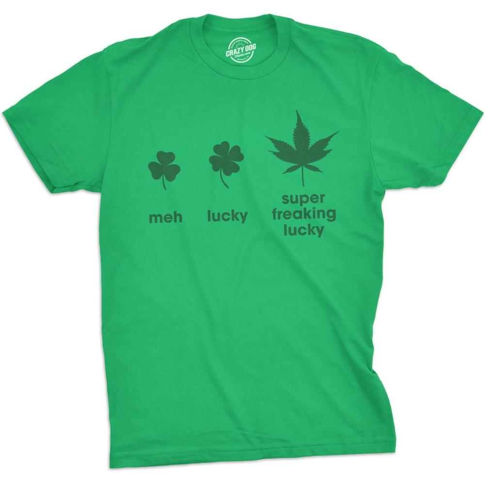imageMens Saint Patricks T Shirts Funny Party Tees for Guys Great Parade ShirtsHeather Green Super Lucky