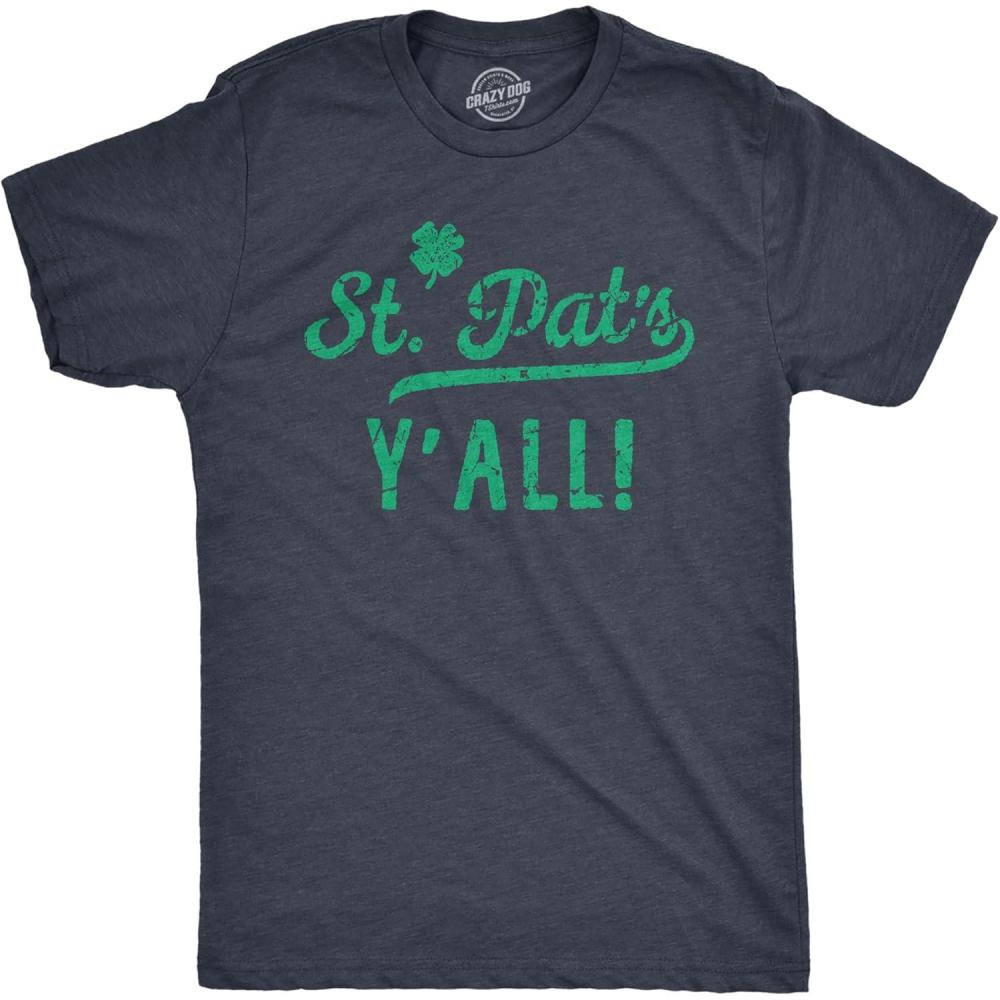 imageMens Saint Patricks T Shirts Funny Party Tees for Guys Great Parade ShirtsHeather Navy Pats Yall