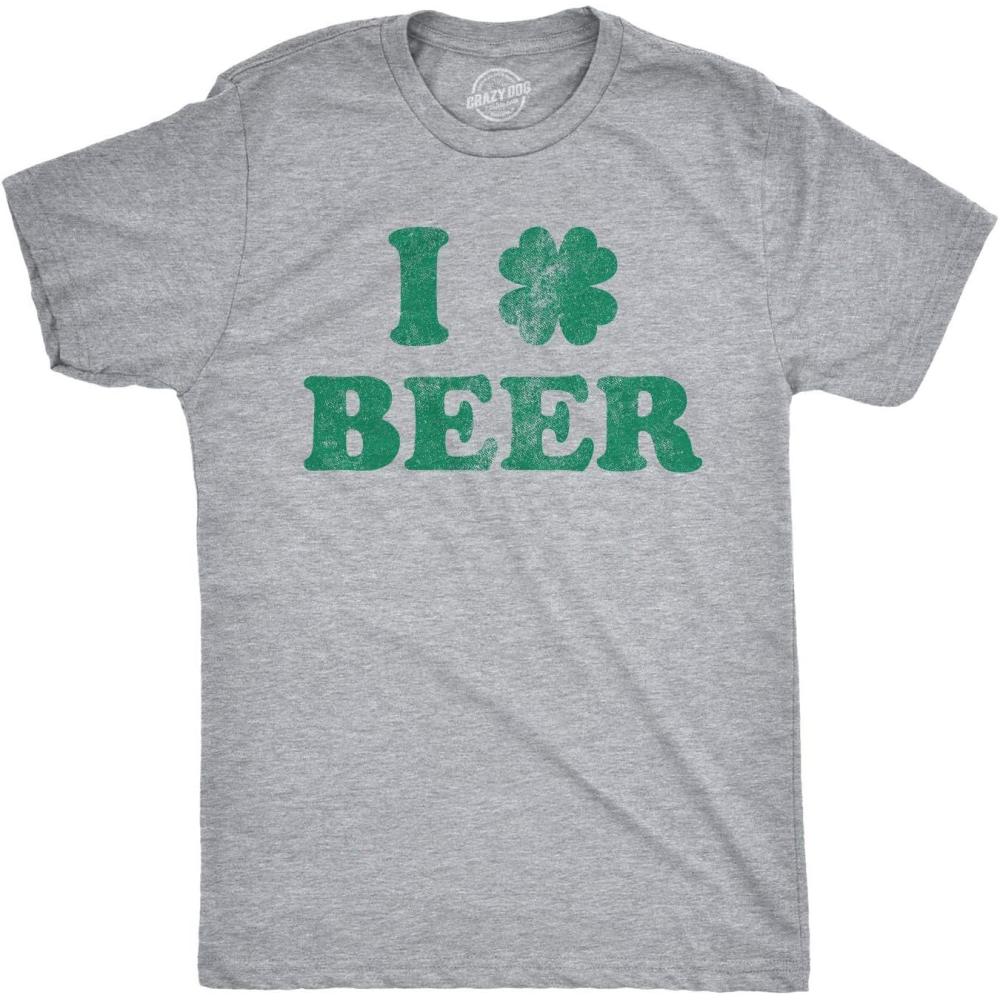 imageMens Saint Patricks T Shirts Funny Party Tees for Guys Great Parade ShirtsLight Heather Grey Clover Beer