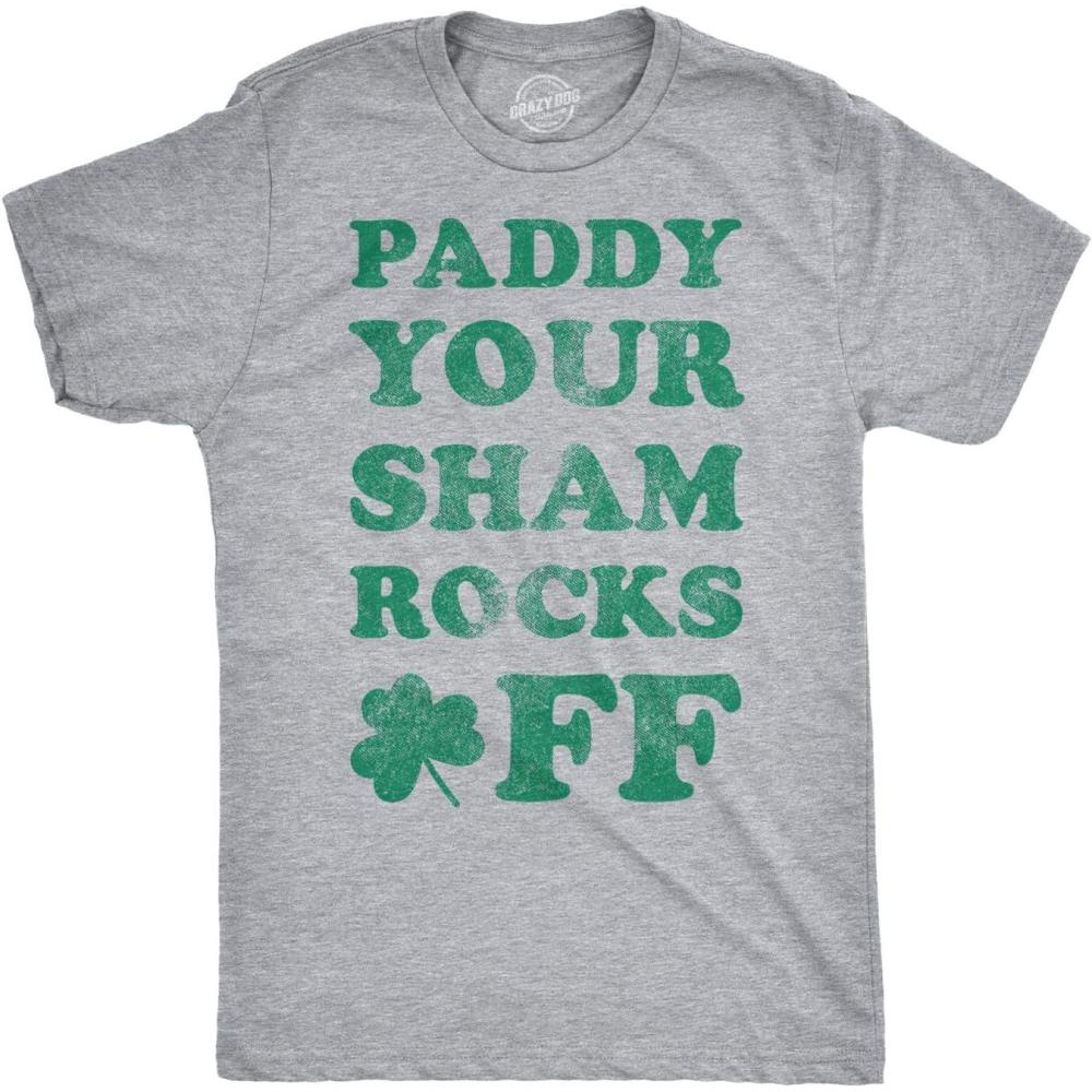 imageMens Saint Patricks T Shirts Funny Party Tees for Guys Great Parade ShirtsLight Heather Grey Paddy Shamrocks